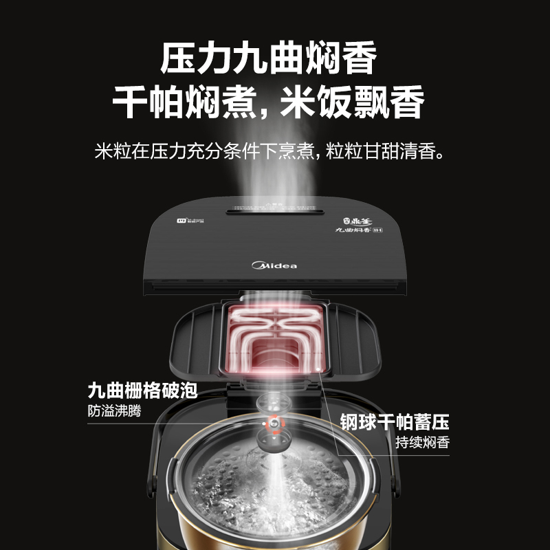 美的 (Midea) 电饭煲IH电磁加热九曲焖香阀一锅两煮家用电饭锅 MB-HS4006Pro