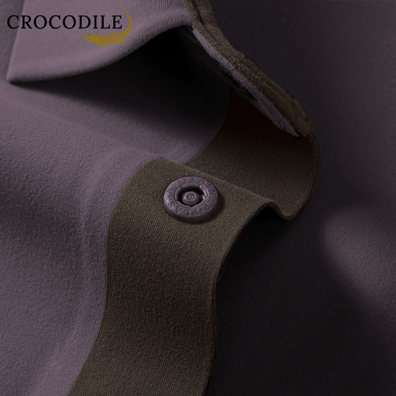 鳄鱼恤CROCODILE 专款男士商务长袖polo衫秋冬舒适柔软休闲T恤高清大图