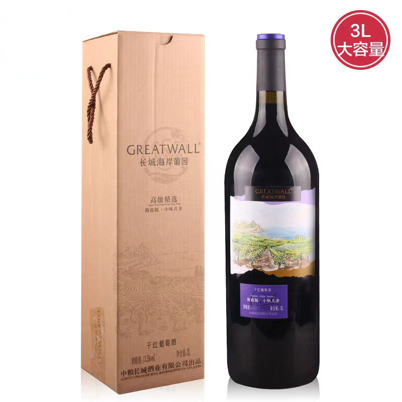 长城高级精选梅鹿辄小味儿多干红葡萄酒 中粮红酒 大瓶3L装