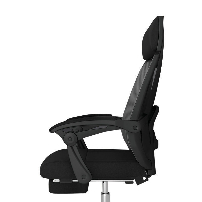 苏兴盛工作椅可躺人体工程学久坐舒适护腰黑框黑网-活动头枕高清大图