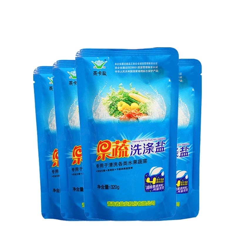 茶卡果蔬洗涤盐4包*320g自然结晶盐果蔬清洗无抗结剂