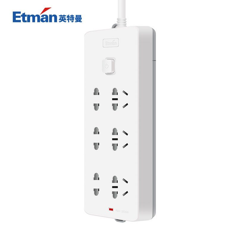 英特曼(Etman)6位1.8米 插座插排带开关接线板排插创意拖线板电源转换器
