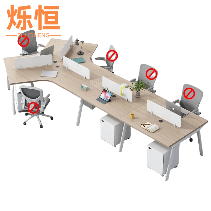 烁恒 员工办公桌 七人位含柜 套高清大图