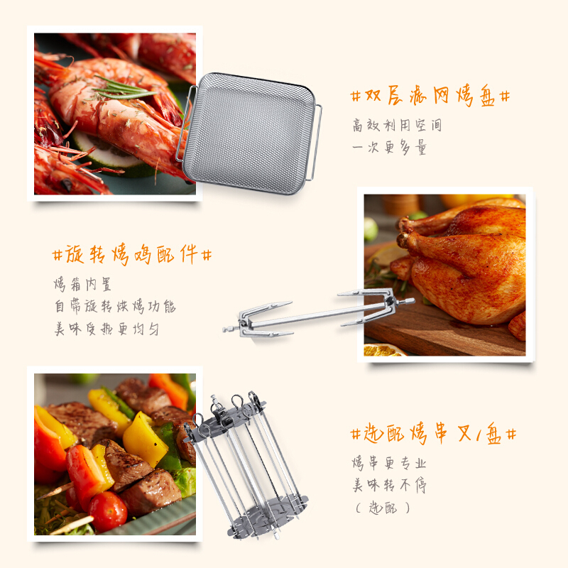 美的(Midea)空气炸锅 12L容量家用智能不粘易清洗 可视电炸电烤煎炸锅KZ120Q7-400G(墨绿色)