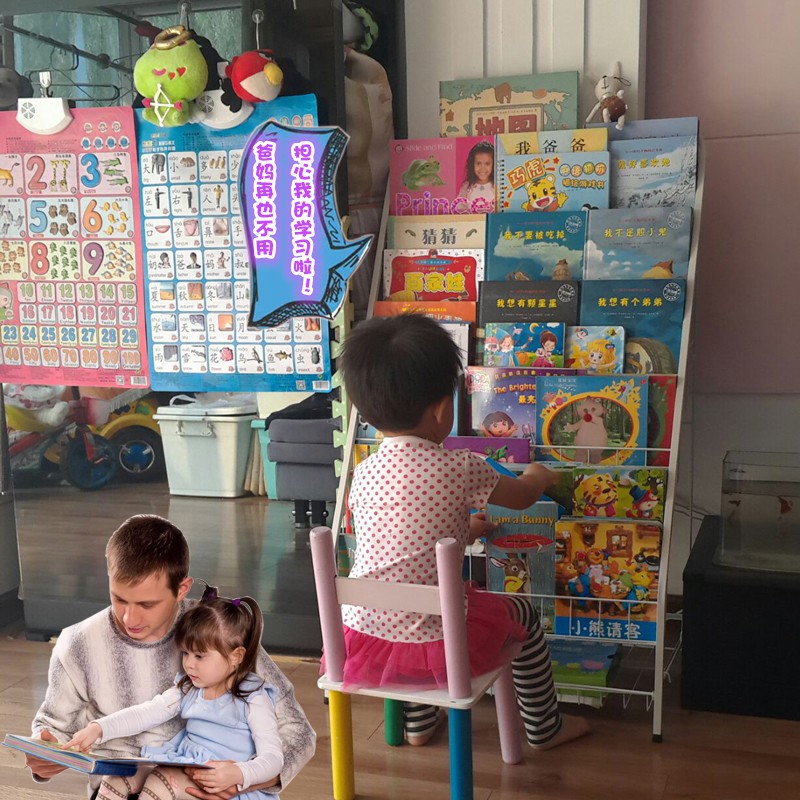 儿童书架 铁艺宝宝书柜绘本架幼儿书报架6层简易展示落地书架收纳收纳柜 三维工匠高清大图
