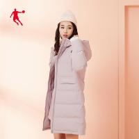 乔丹官方旗舰羽绒服女2020冬季新款韩版加厚连帽羽绒服长款过膝羽绒外套女