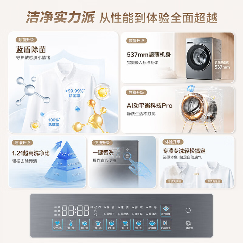 海尔XQG100-HL58A1 滚筒洗衣机洗烘一体全自动10公斤 小红花系列带烘干高清大图