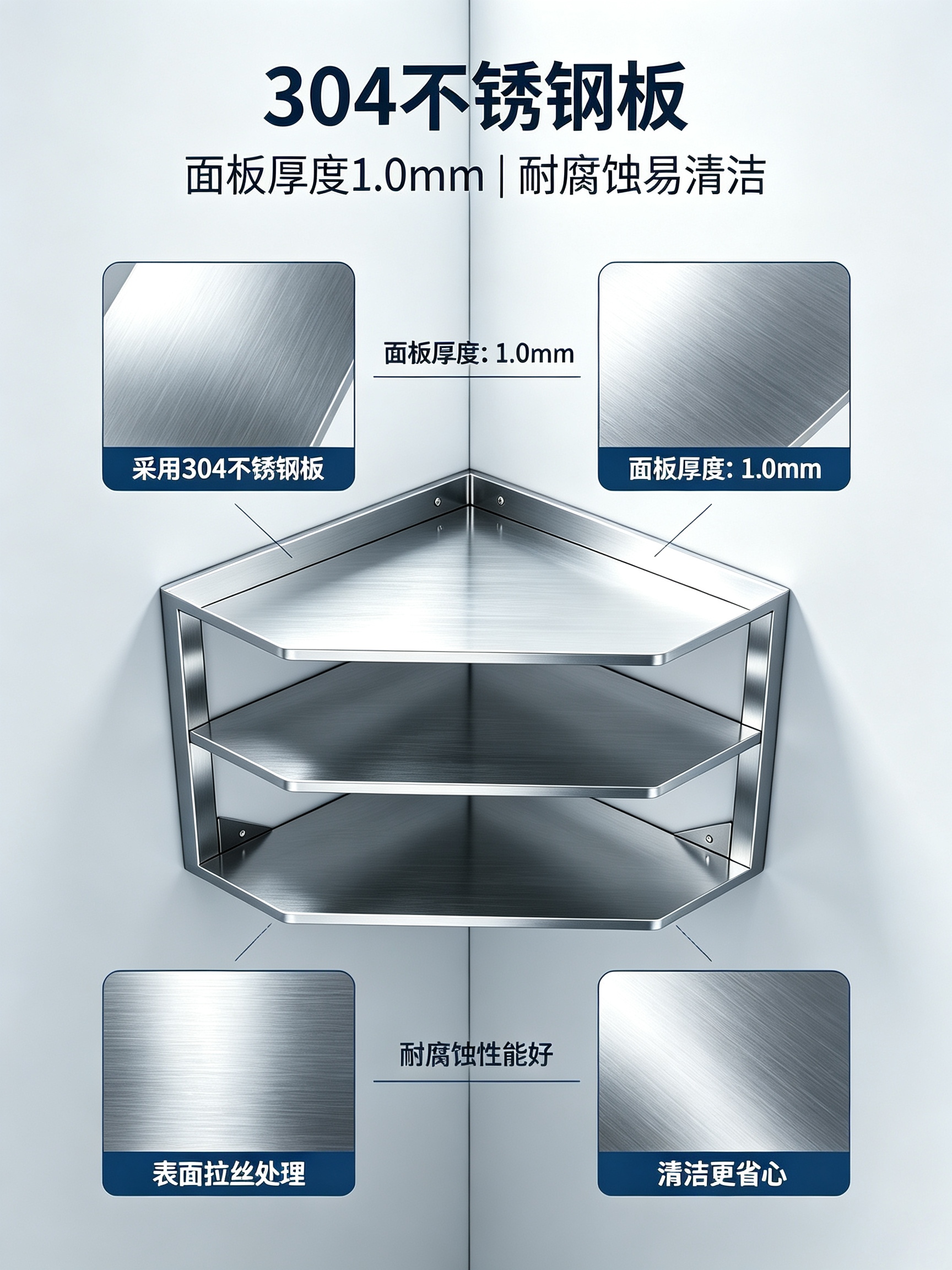 优迈克 YMK-TJB800 (上三角板) 双层墙上架 800*350*350 单位:台 银色高清大图