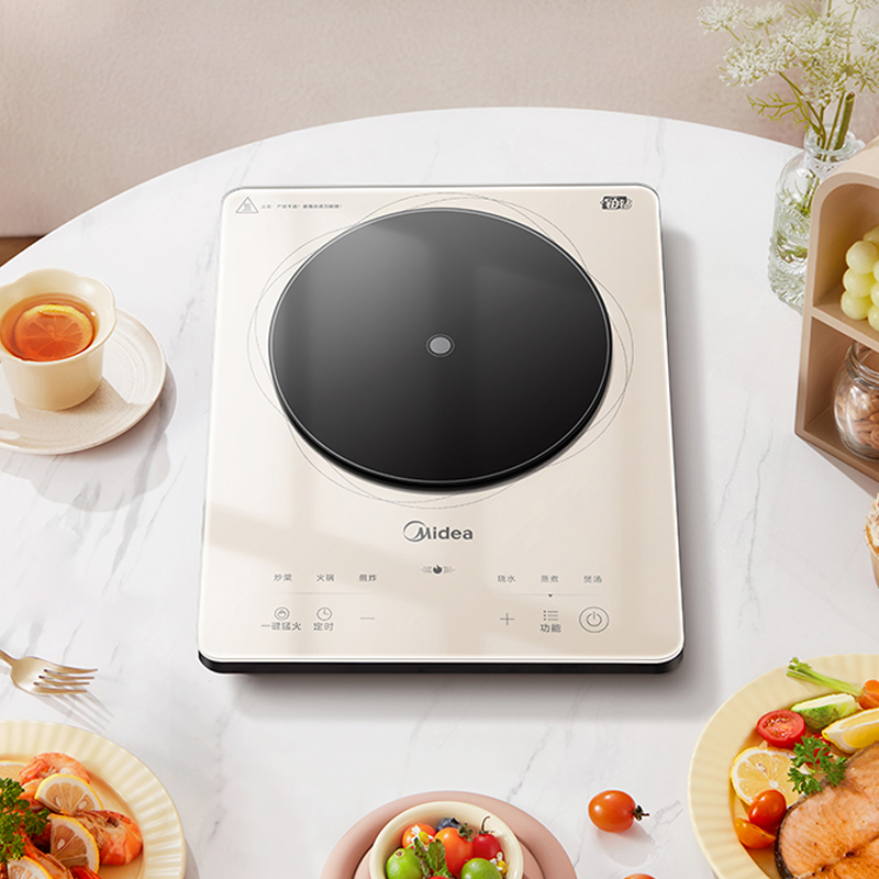美的(Midea)电磁炉家用多功能多档调节智能定时家用火锅炉大功率爆炒铂钻系列大面板匀火加热防水电磁灶E22B22高清大图