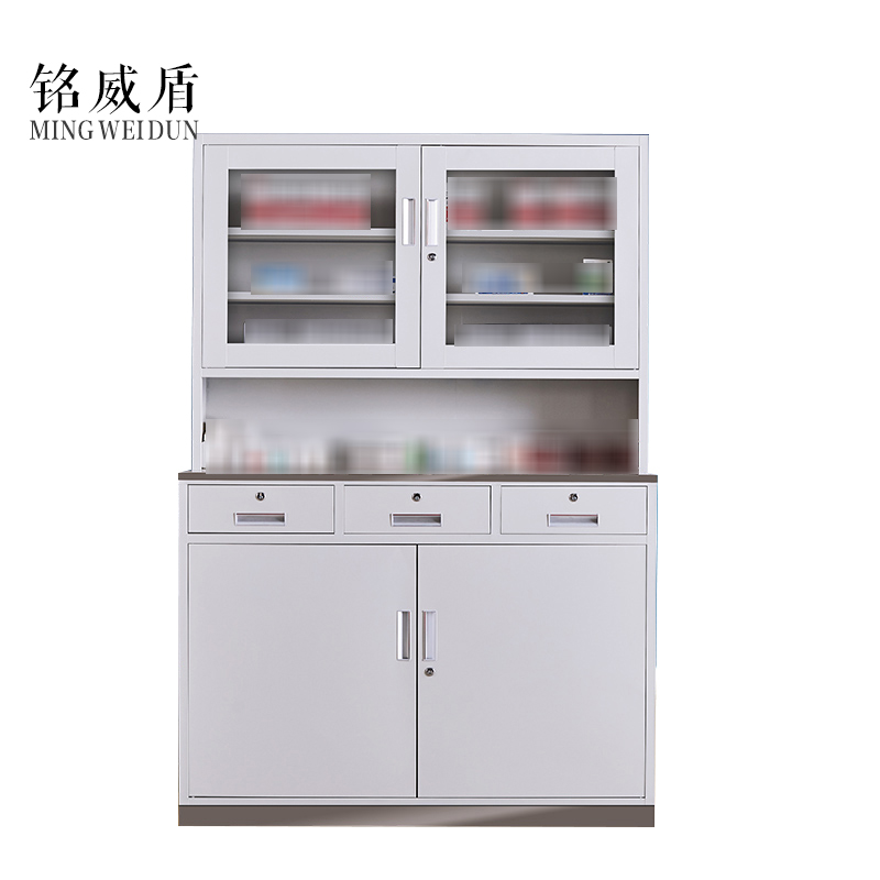铭威盾中药柜不锈钢药柜钢制调剂台医用配药柜诊所柜药店处置台 1.2米宽西药柜-带门款