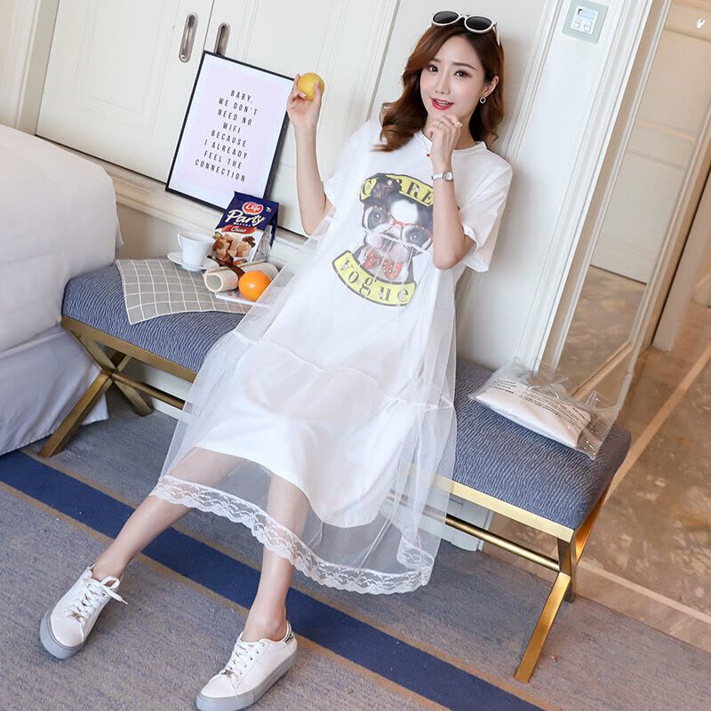 迪鲁奥(DILUAO)2021产后辣妈款喂奶衣初早期怀孕2345-678-9个月的衣服孕妇妈妈装夏季网纱 白色图片