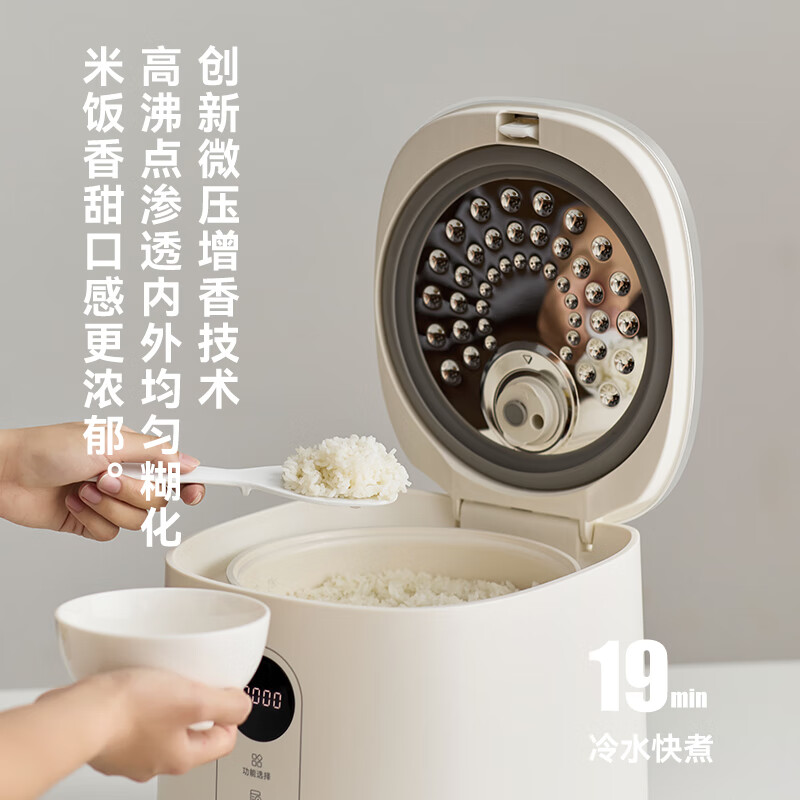 olayks立时OLK-30I智能电饭煲(304不锈钢蒸笼)3L陶白高清大图