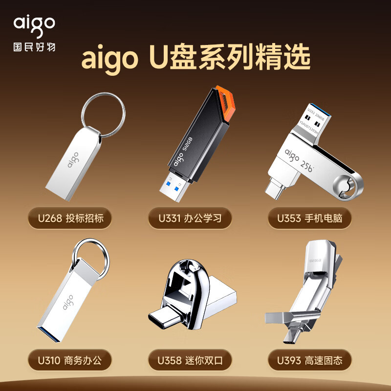 爱国者(aigo)32GB USB2.0办公电脑U盘 U268 小巧便携金属优盘高清大图