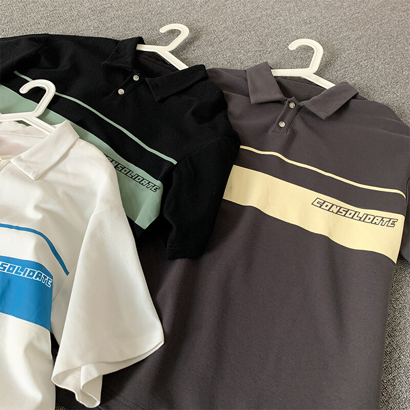 梵克公牛20夏季新款五分袖POLO衫男士港风韩版宽松简约翻领半袖上衣 T19-P35