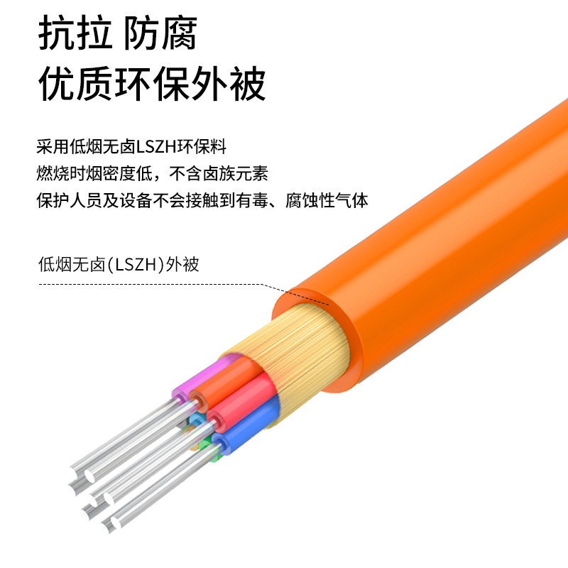 博扬 BY-GJFJV-12A1a-50 12芯多模室内光缆光纤线 50/125 GJFJH低烟无卤束状软光缆 100米