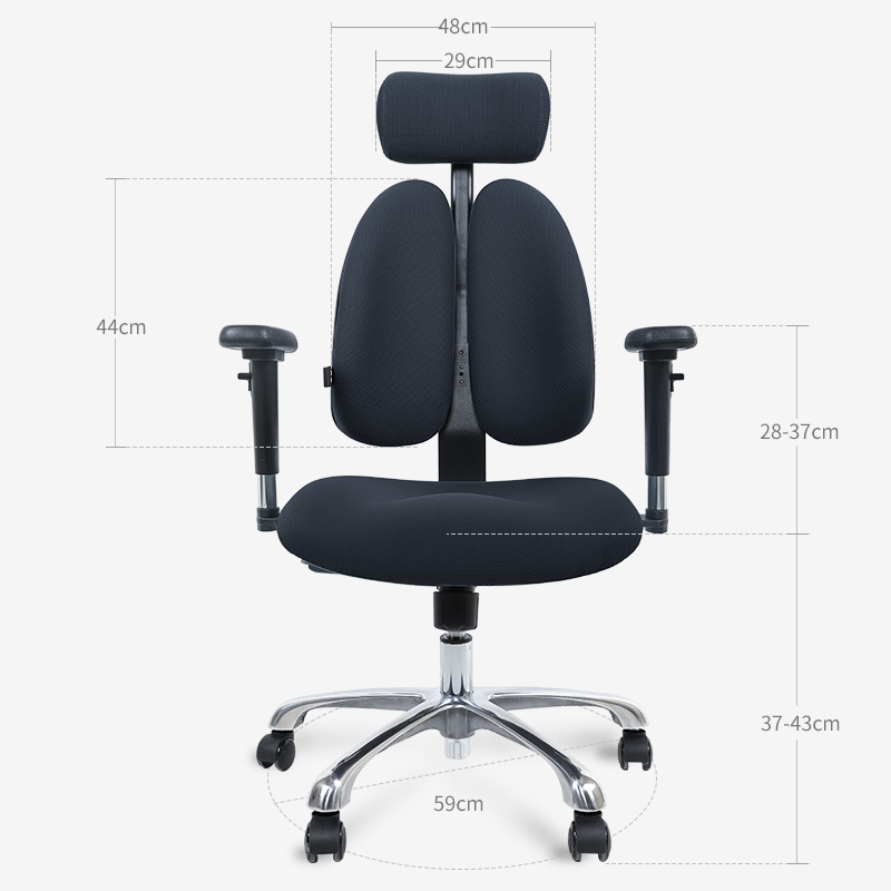 囍诺 普格瑞司电脑椅 人体工学办公老板椅双背椅家用升降转椅 PH-28BH高清大图