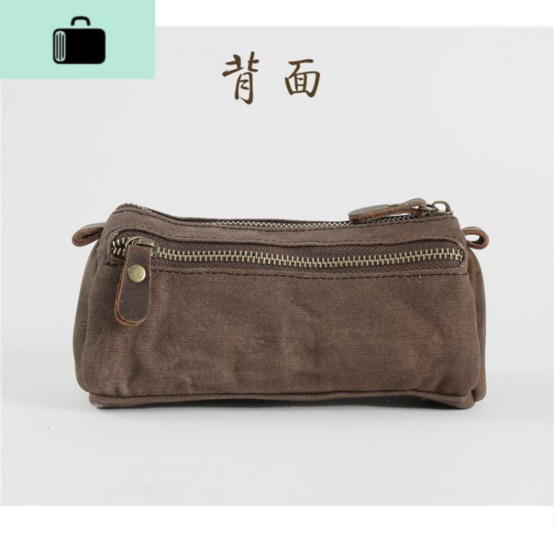 男士手拿包复古斜跨包帆布包钱包长款拉链便携女士零钱包收纳包NEWLAKE_219 咖啡色-手拿版