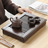 苏氏陶瓷 SUSHI CERAMICS 黑檀木茶盘小博古蓄水泡茶台茶托34.3*24cm