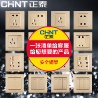 正泰(CHNT)电工86型PVC材质墙壁开关插座面板 NEW7L拉丝金色电源插座面板