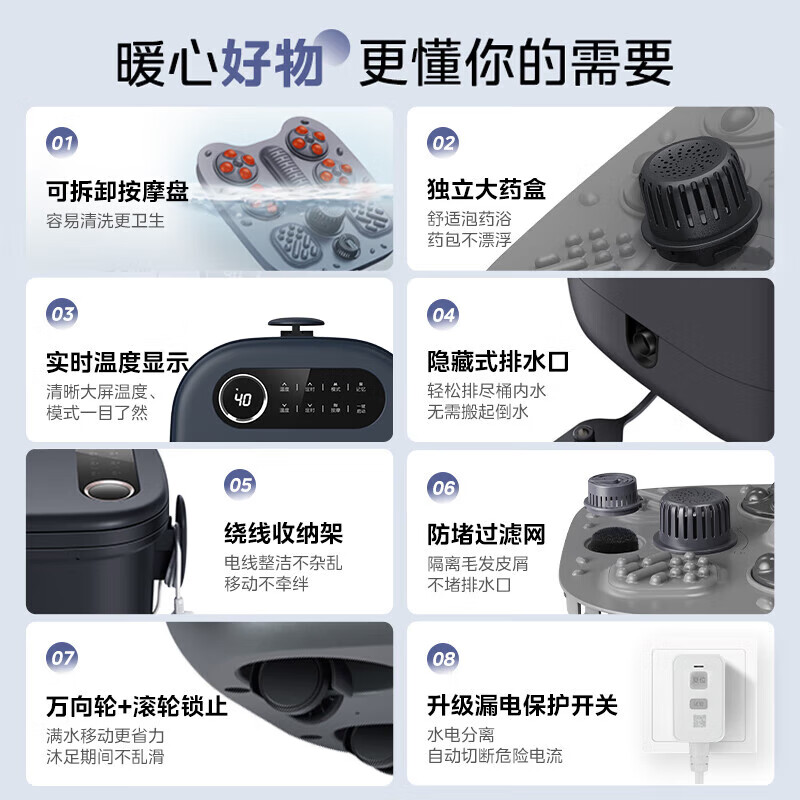 美的(Midea)泡脚桶足浴盆 MK-AJ0201 灰色(单位:个)高清大图