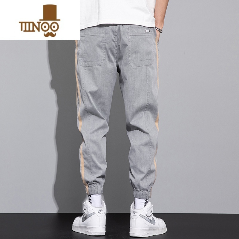 YANXU冰丝加长裤子男士夏季薄款2023新款190高个子男生哈伦束脚休闲裤高清大图