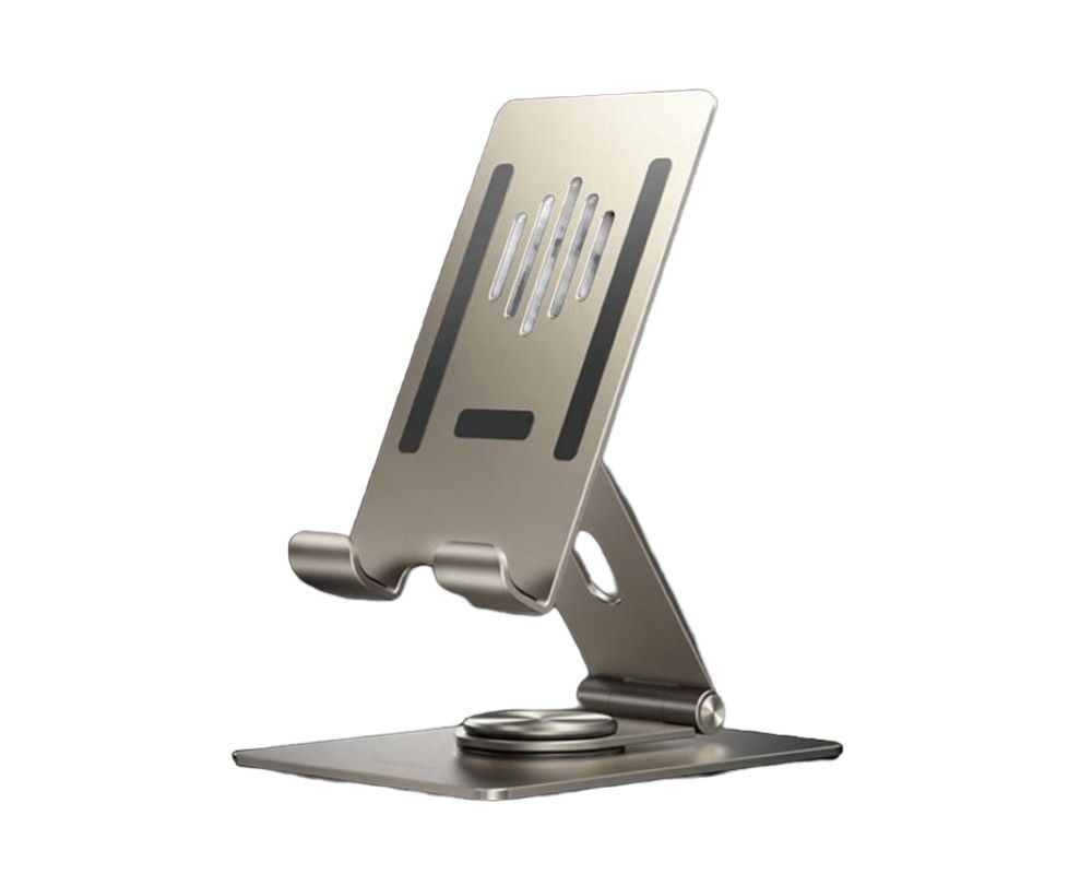 摩米士手机支架桌面可旋转平板支架iPad电脑绘画支撑架金属折叠懒人便携直播支架钛合金色