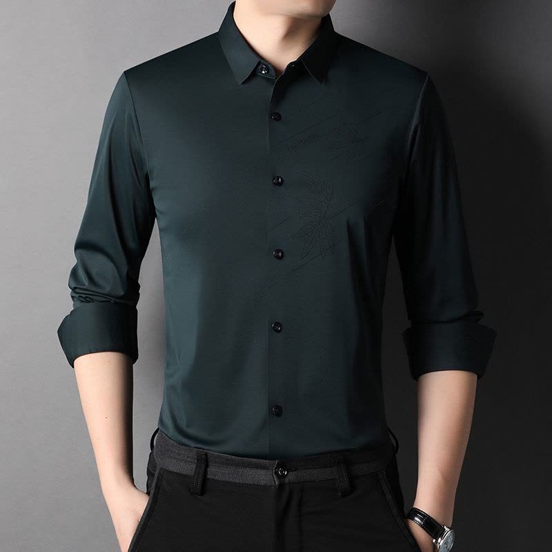 恒源祥2022年新款无痕免烫长袖衬衫男装商务休闲大码男士衬衣服春季薄款图片