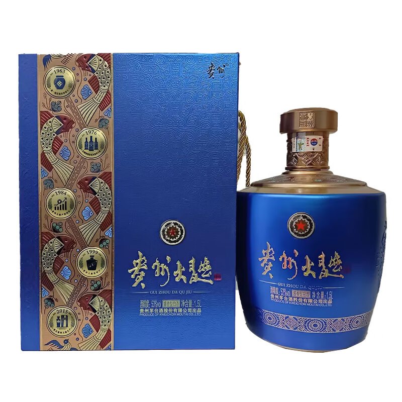 茅台股份 贵州大曲 53度酱香型白酒送礼 1.5L似水流年 53度 1500mL 1瓶 单瓶装(拍2坛发整箱)