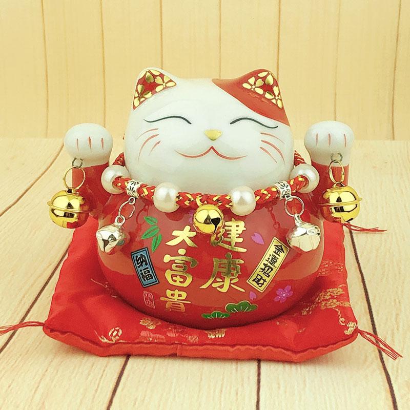 猫小摆件家居客厅迷你可爱小号存钱罐办公室桌面创意日式礼品 三维工匠 红色猫猫—健康大富贵_330_505