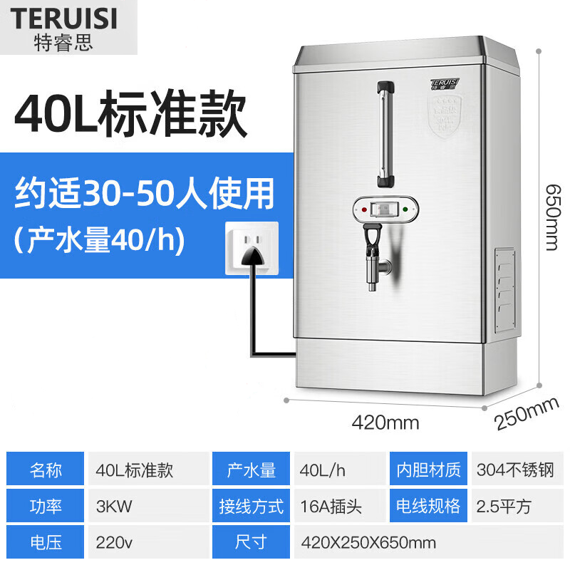 特睿思(TERUISI)开水器商用开水机大容量烧水器全自动电热工厂饮水机 水尺标准款40L/H-220V AG-30