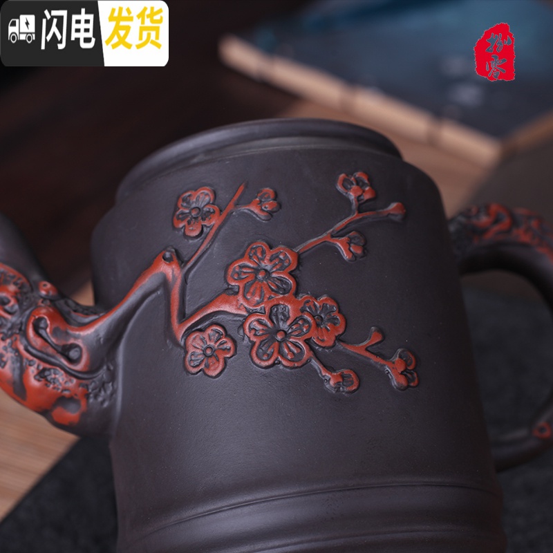 三维工匠紫砂壶大容量茶水壶家用不锈钢过滤泡茶壶大号宜兴手工仿古单壶 报春壶(仿古红)不带滤网茶具高清大图