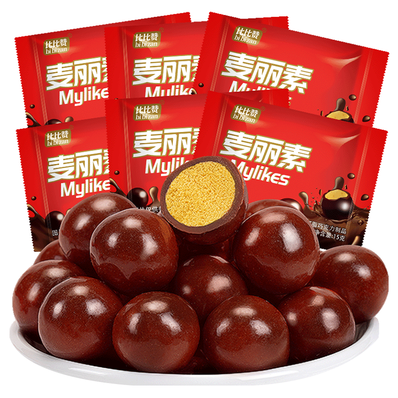 [满199减125元]比比赞麦丽素黑巧克力约 225g 散装饼干喜糖糖果零食小吃网红代可可脂巧克力