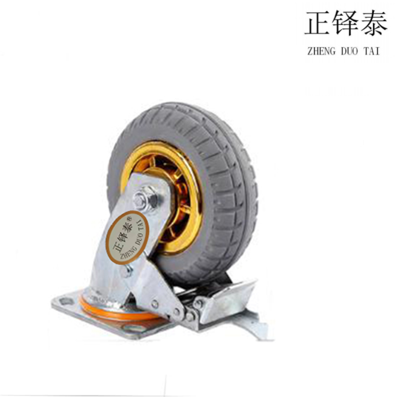 正铎泰 橡胶静音带刹车万向轮5寸 125mm / 个 5寸125mm