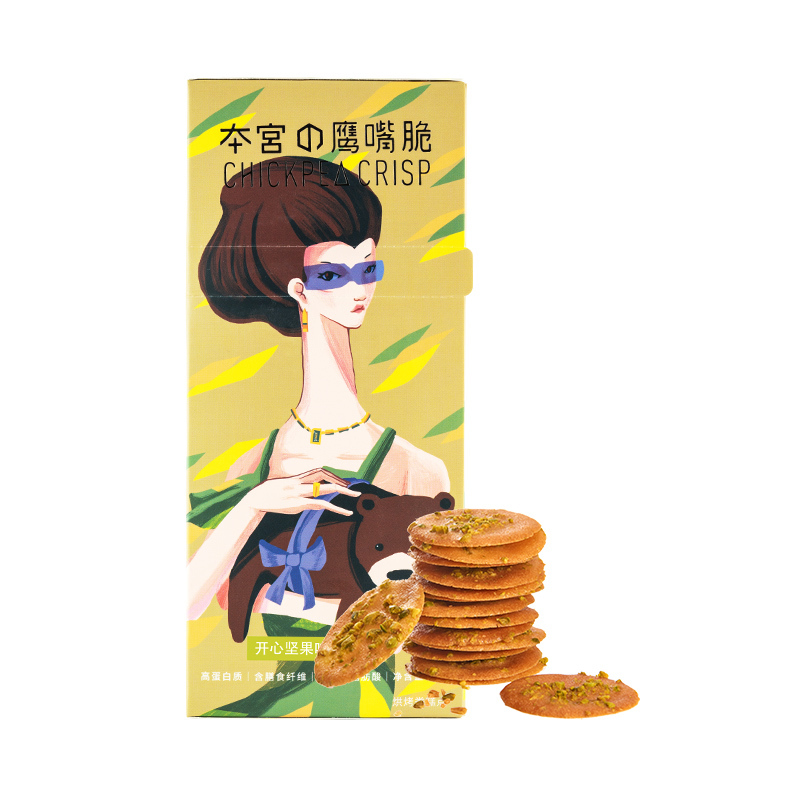夲宫 PavoMea 本宫鹰嘴脆礼盒 非油炸饼干低盐办公室休闲零食 开心果味6盒 40g*6