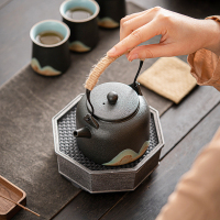 苏氏陶瓷(SUSHI CERAMICS)手绘山水画功夫茶具提梁壶茶具套装1壶6杯礼盒装