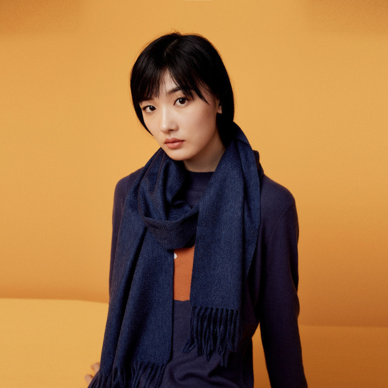 鄂尔多斯ERDOS 100%山羊绒单层水纹女款围巾