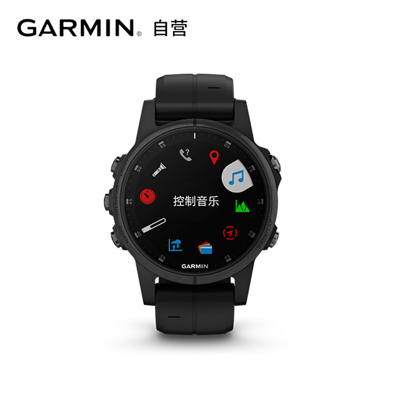 佳明GARMIN飞耐时5sPlus健身音乐时尚NFC支付GPS导航户外运动功能手表防水100m(中文蓝宝石版 深邃黑)