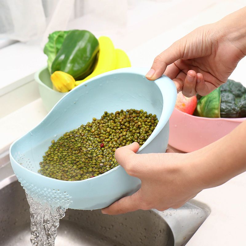 炫彩加厚厨房淘米器洗米筛淘米盆塑料洗菜篮洗菜筐大号水果盆