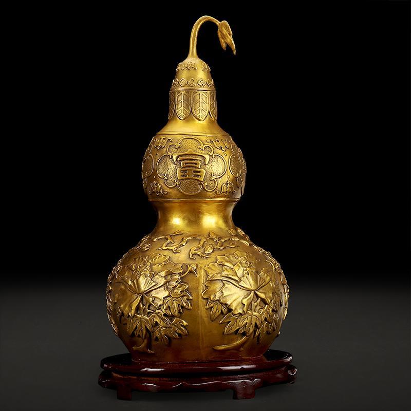 美帮汇大号铜葫芦摆件铜开口办公室摆设客厅电视柜装饰品