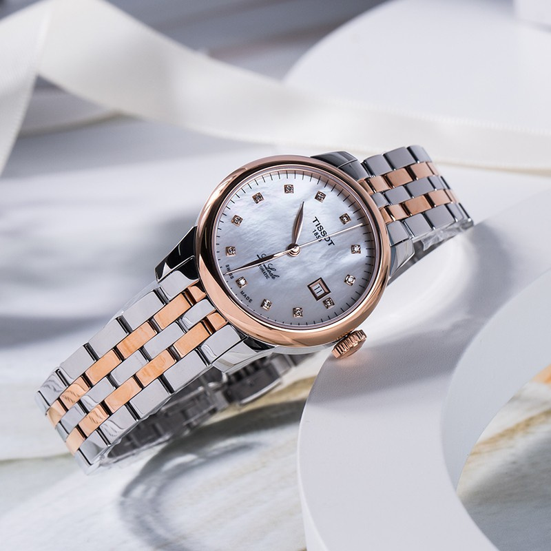 全国联保天梭tissot瑞士手表经典力洛克系列钢带贝母盘防水商务机械女