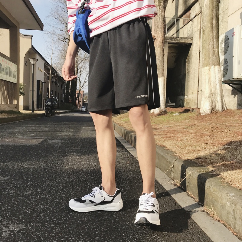 夏款新款运动短款男韩版宽松侧条纹拼接休闲五分裤学生时尚裤子