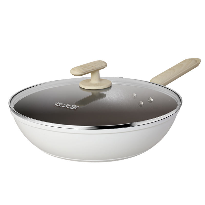 炊大皇(COOKER KING)白玉炒锅易洁平底不粘锅炒菜锅32cm BY32CG