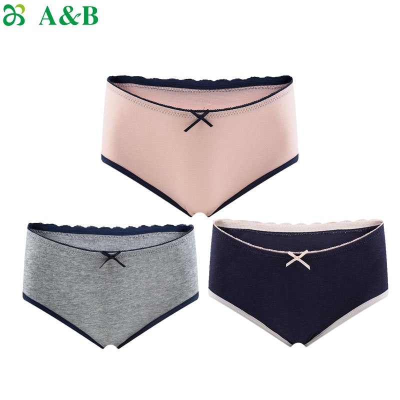 A&B[3条装]ab内裤女薄款弹力棉少女内裤低腰性感女士三角裤Y508