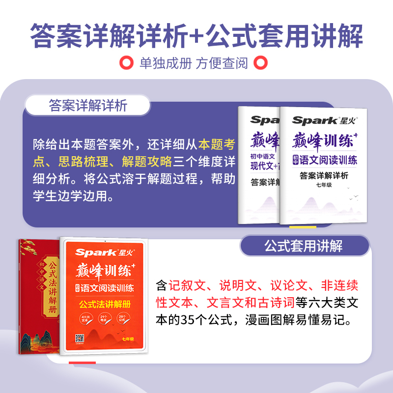 阅读训练5合1 八年级/初中二年级 [正版]2025版公式法阅读语文现代文古诗文阅读巅峰训练升级版七八九年级中考七合一强