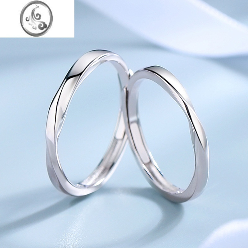 jimi莫比乌斯环银银情侣戒指一对男女小众刻字简约生日礼物情人节对戒