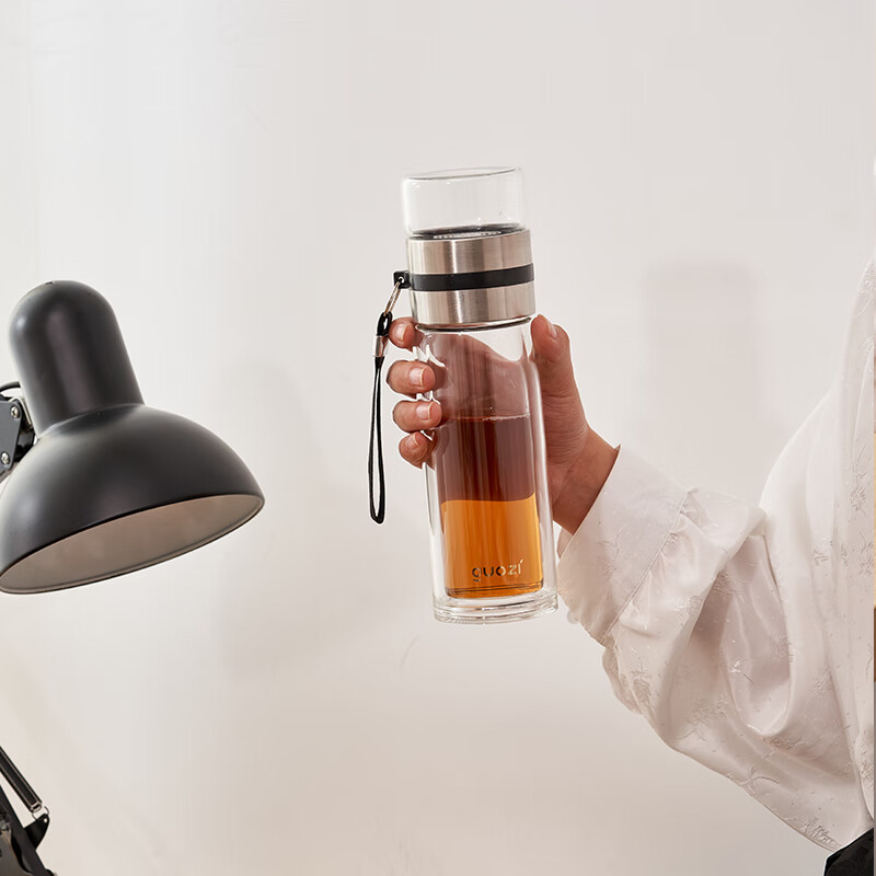 果兹泡茶杯400ml高硼硅玻璃耐高温双层杯子易清洗GZ-S74高清大图