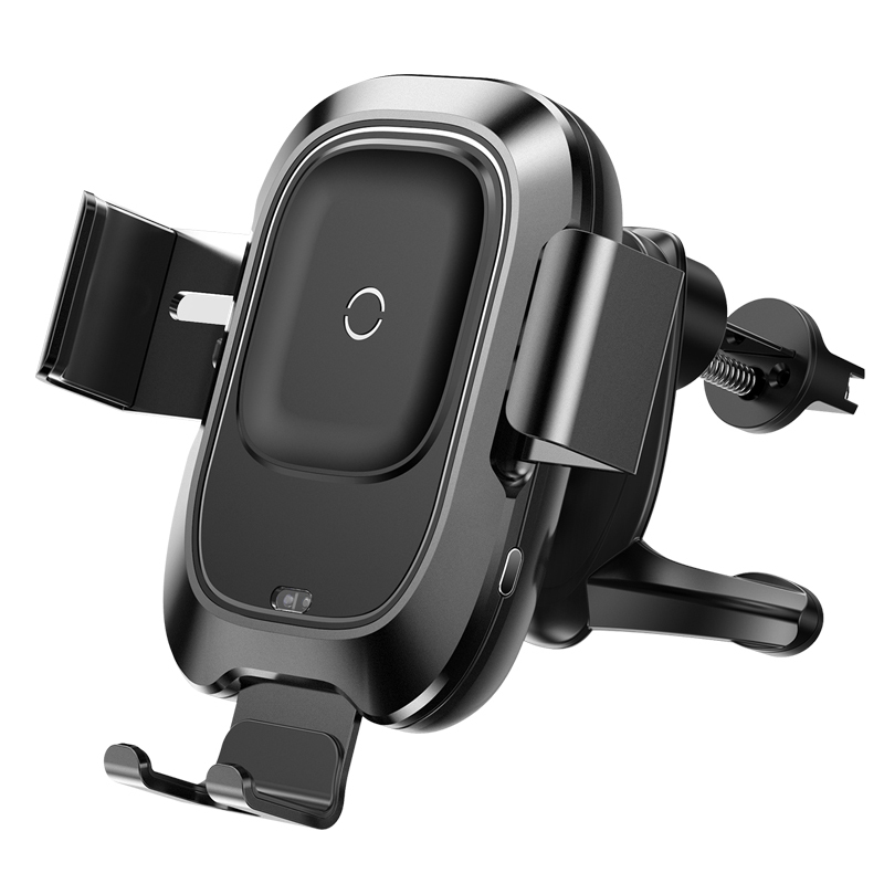 倍思baseus无线充车载手机支架车载充电器黑色金属手机架充电器出风口