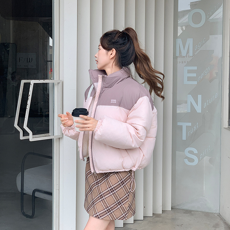 羽绒棉服女2024冬季新款宽松棉衣拼色时尚百搭加厚小棉袄外套短款高清大图