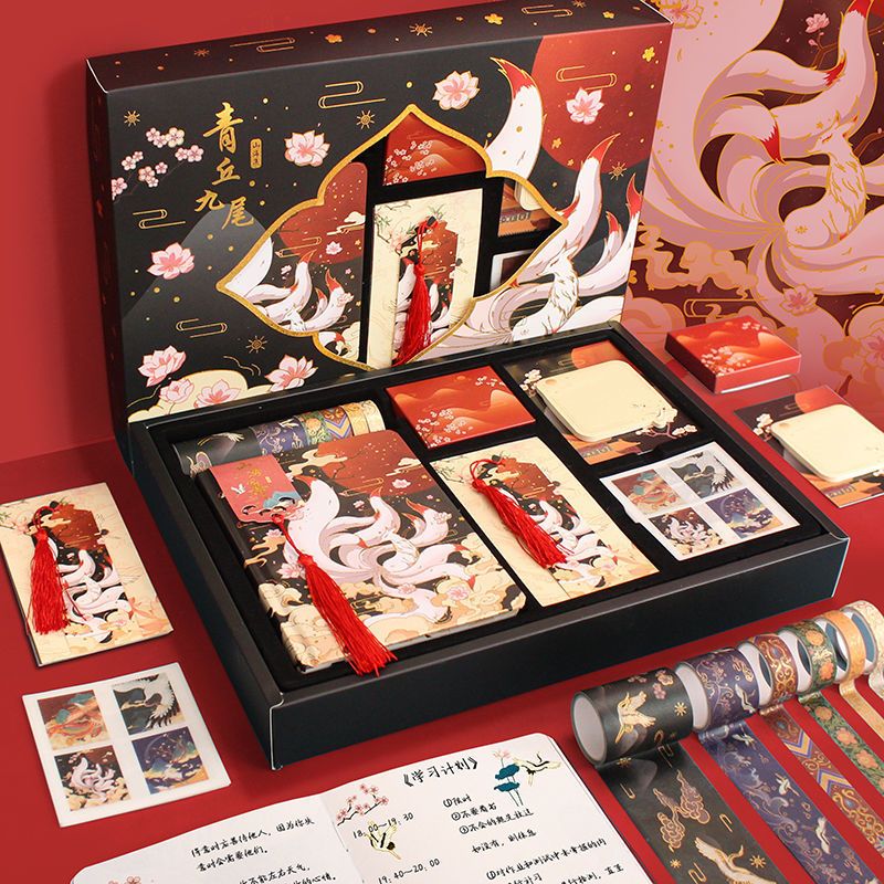 网红文具手账本套装古典中国风笔记本子礼盒复古手帐本古风贴纸礼物