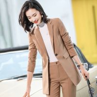 西装外套女中长款黑色秋冬英伦风气质西服职业装女套装时尚工作服